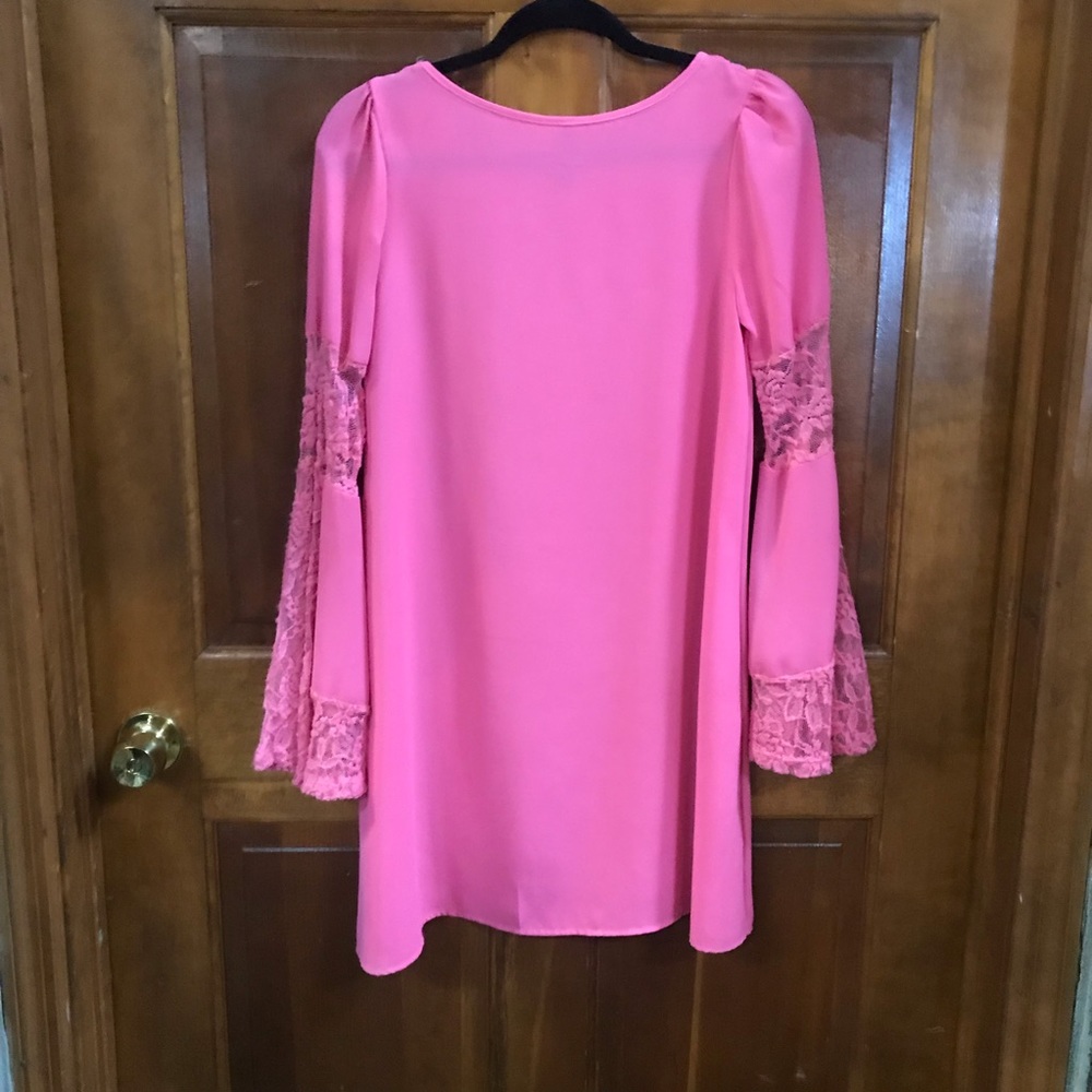 Pink Dress with Lace Sleeves